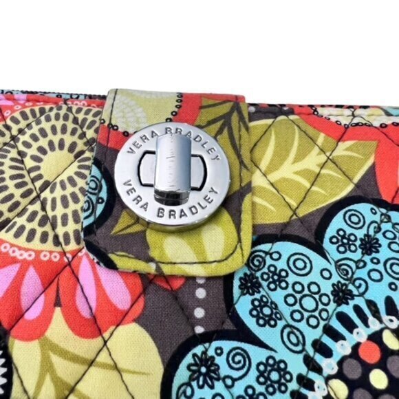 Vera Bradley Paisley Glenna Turn Lock Floral Clutch Wallet Bag Purse COTTAGE EUC - Picture 2 of 6